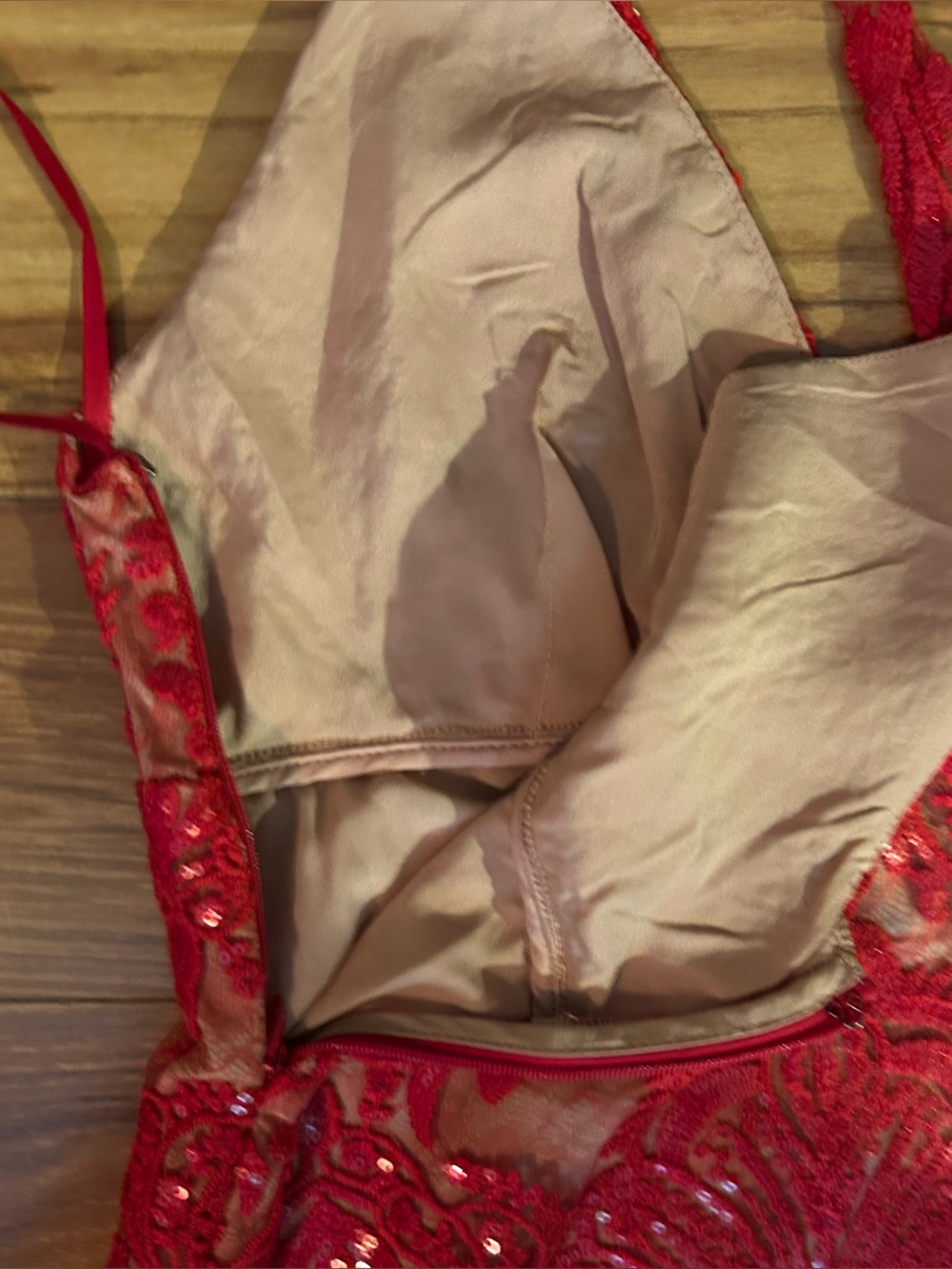 Free People shimmers lace slip dress size 8. Red/tan. New with tags. Party! - Picture 12 of 15